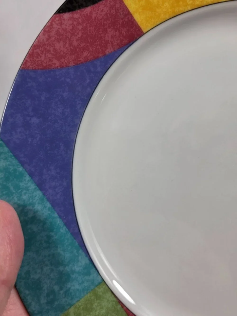 TWO Mikasa Currents (California Line) Salad Plates Multicolor Rims